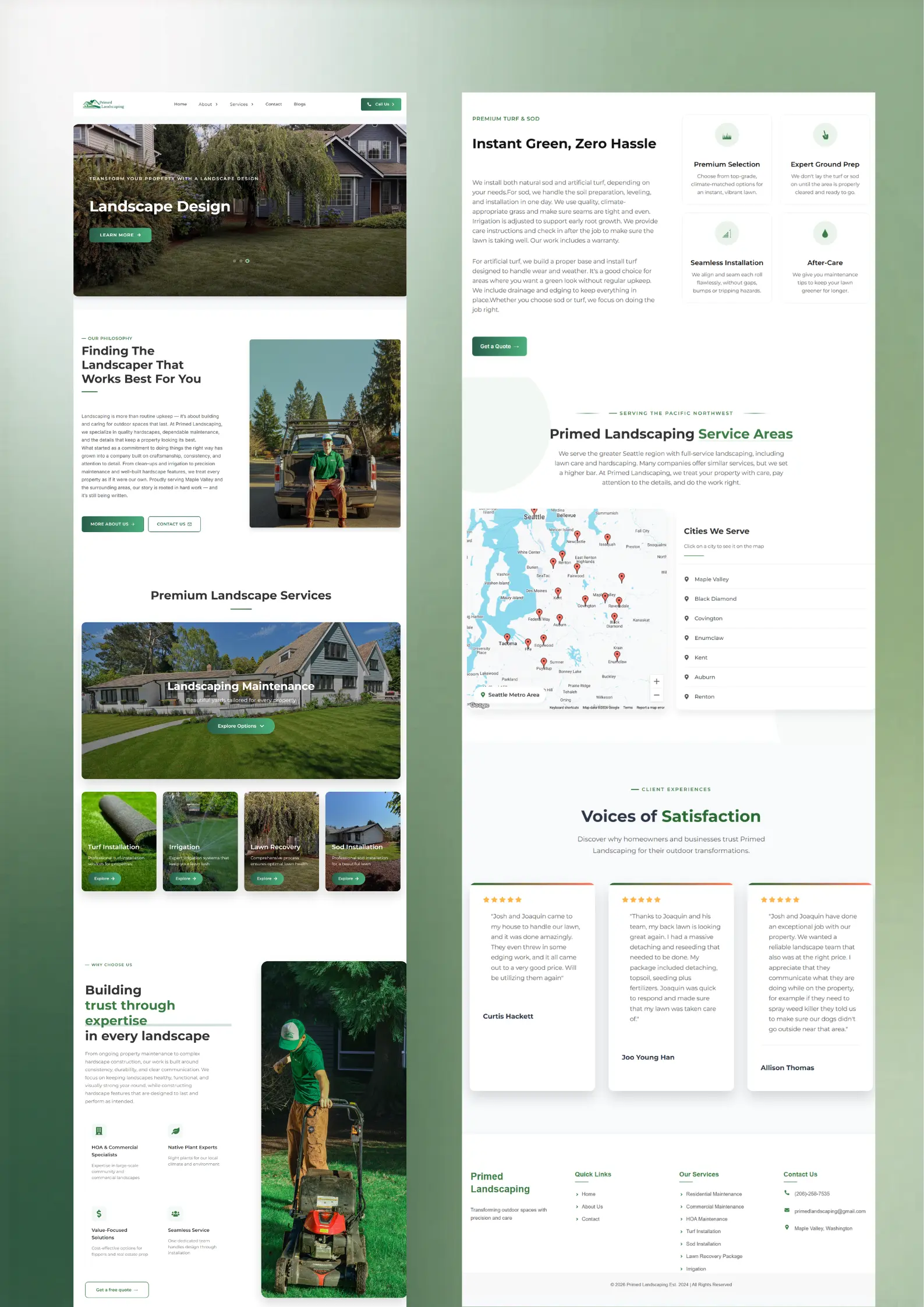 Primed Landscaping website preview