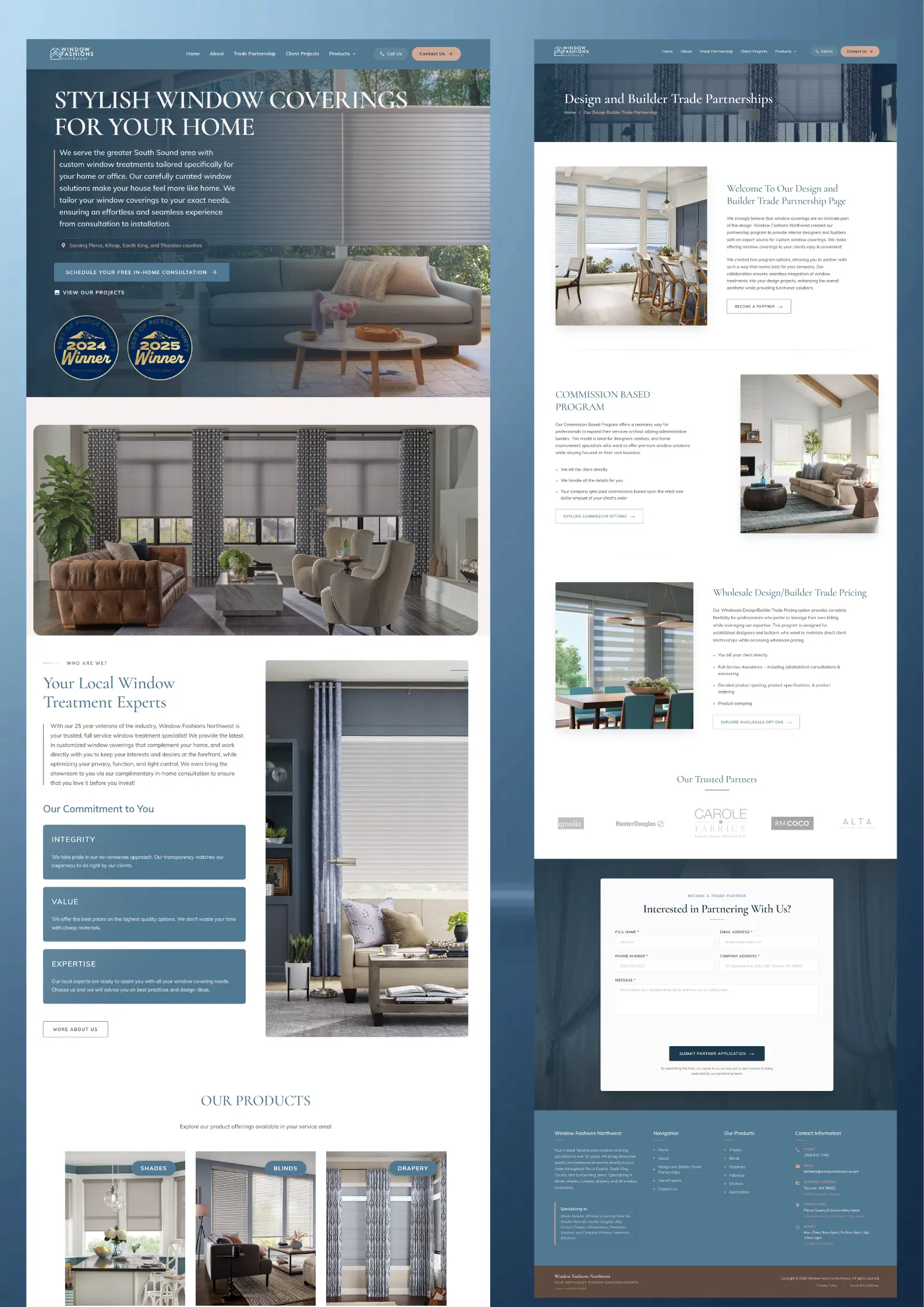 Window Fashions NorthWest website preview